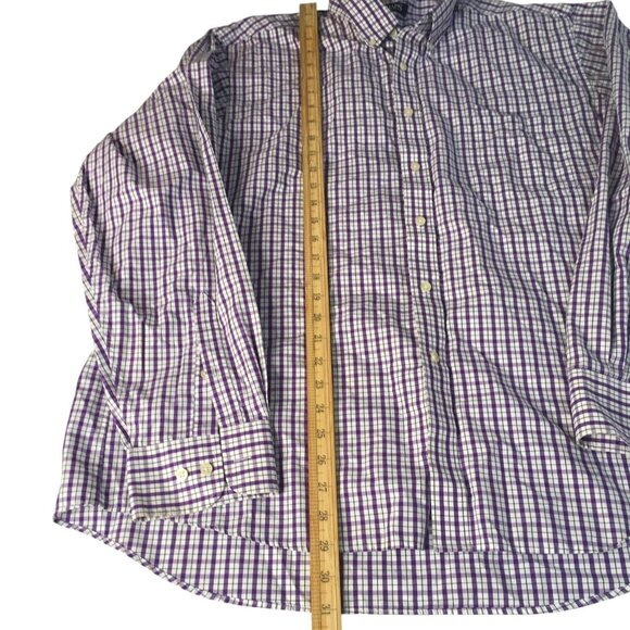 Chaps Shirt Mens 17.5 36/37 Classic Fit Plaid Wrinkle Free Button Up Dress Shirt - Picture 7 of 14